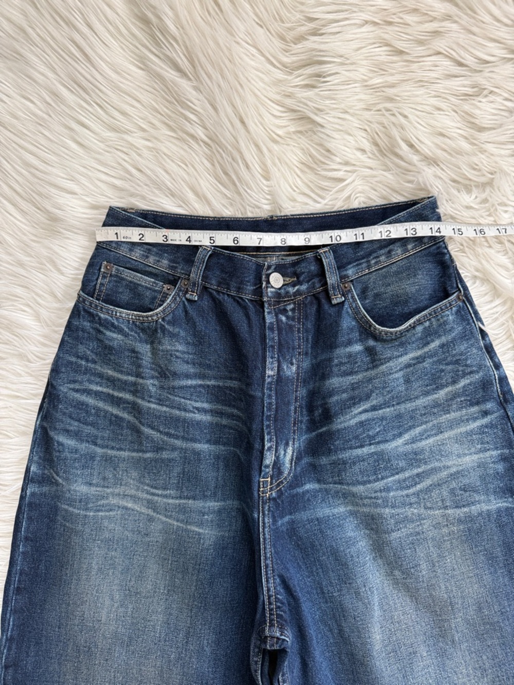 Acne Studios 2023M FN Dark Blue Washed Baggy-Fit and Wide-leg Jeans Size 44 - Picture 14 of 16